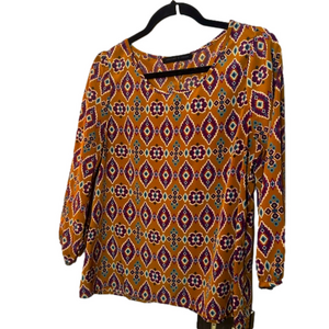 Ladies tribal mustard blouse peaches n cream size medium